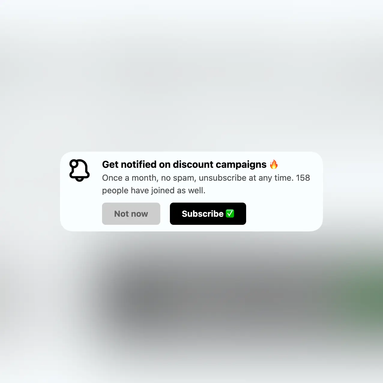 Captura de tela do exemplo de widget de prompt do aplicativo para usuários se inscreverem